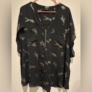 PRICE DROP! Torrid black and gold leopard short sleeve top size 3